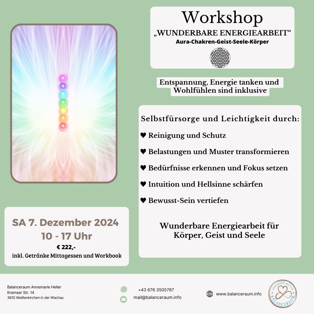 Workshop wunderbare Energiearbeit